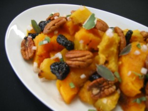 Double squash with pecans and cherry tomatoes
